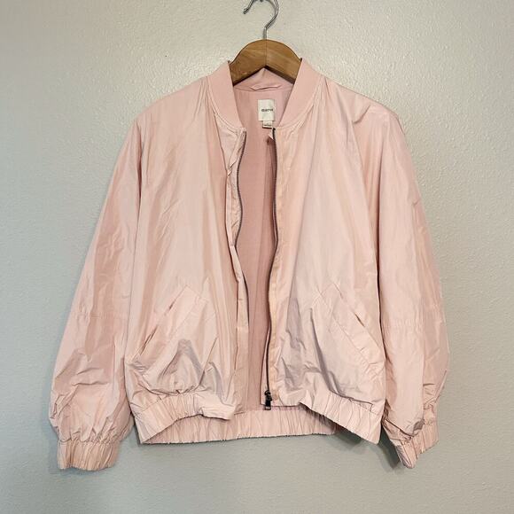 Maeve Light Pink Sheen‎ Bomber Jacket Women's Size Large front zip - Picture 8 of 11